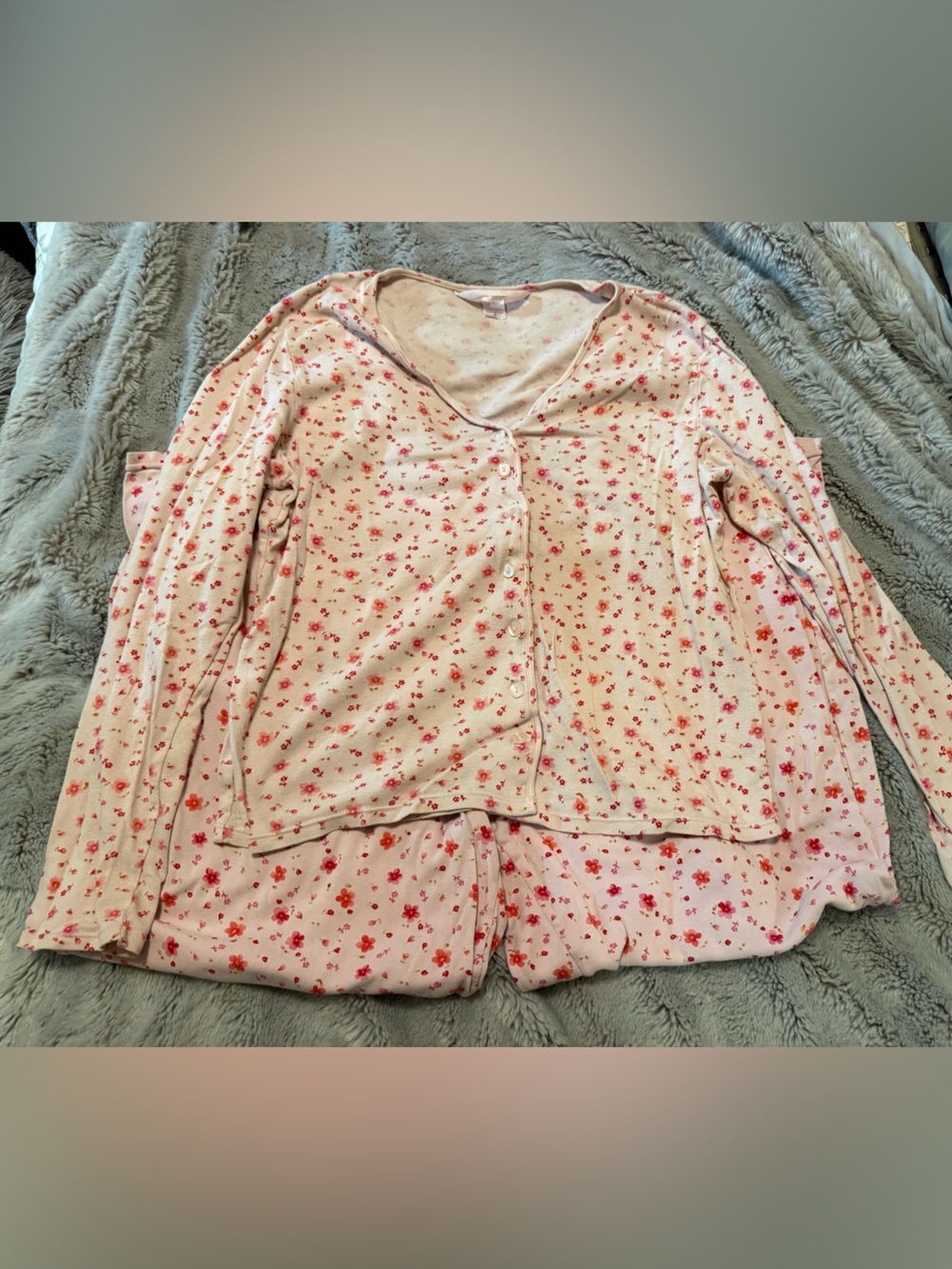 Victoria's Secret Pink Floral Long-Sleeve Pajama Top & Bottoms